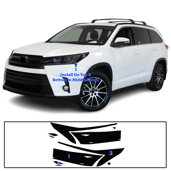 Full Headlight Taillight Precut Smoked PPF Tint Kit Film Overlay Fits Toyota Highlander 2016-2019