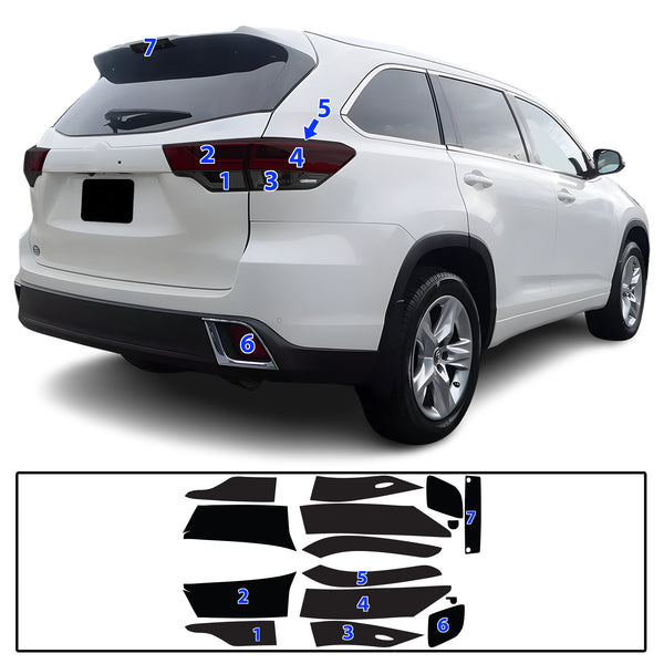 Full Headlight Taillight Precut Smoked PPF Tint Kit Film Overlay Fits Toyota Highlander 2016-2019
