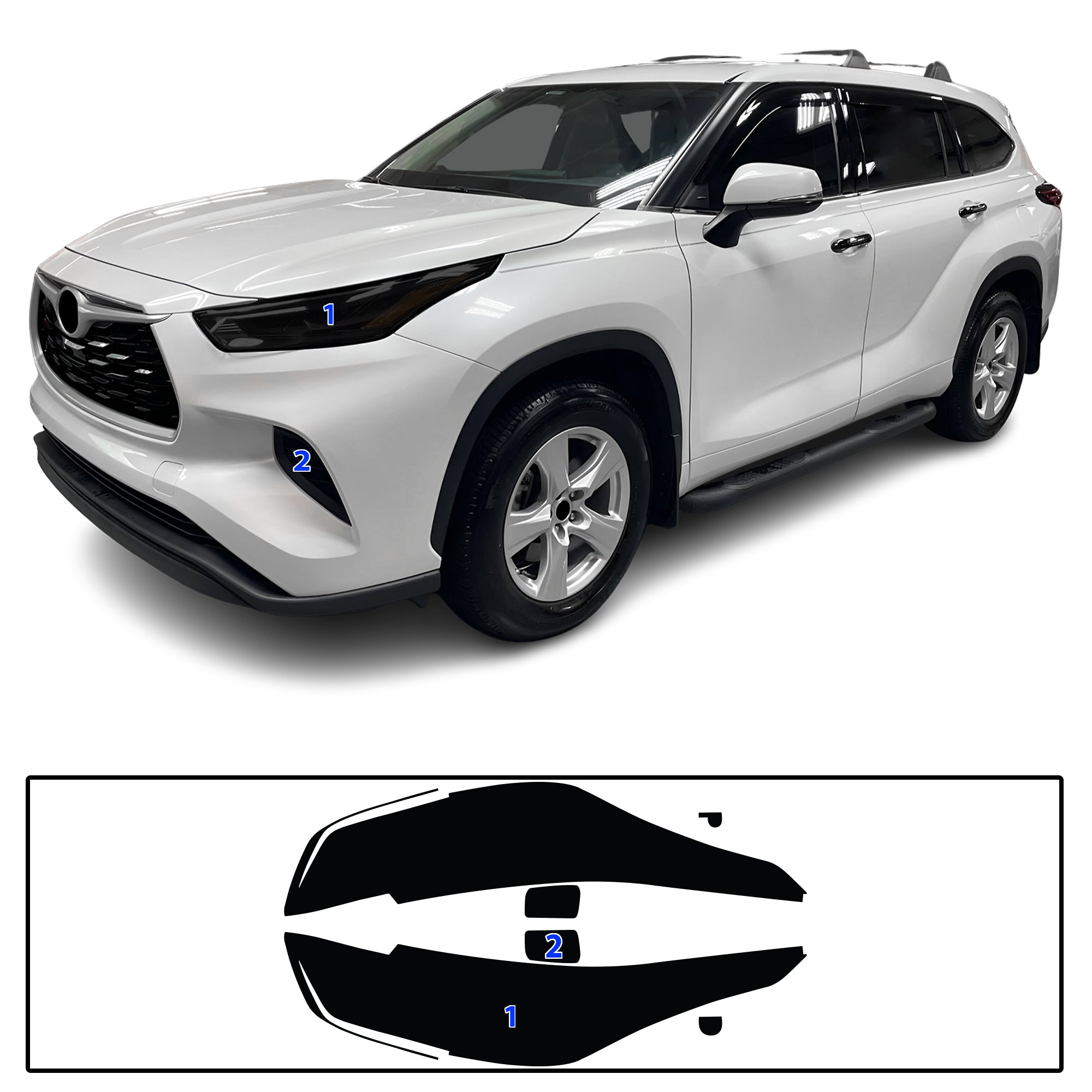 Full Headlight Taillight Precut Smoked PPF Tint Kit Film Overlay Fits Toyota Highlander 2020-2025