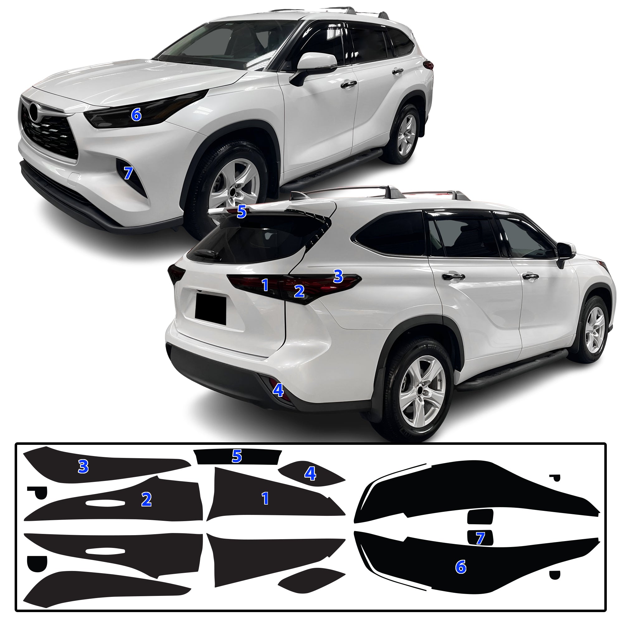 Full Headlight Taillight Precut Smoked PPF Tint Kit Film Overlay Fits Toyota Highlander 2020-2025