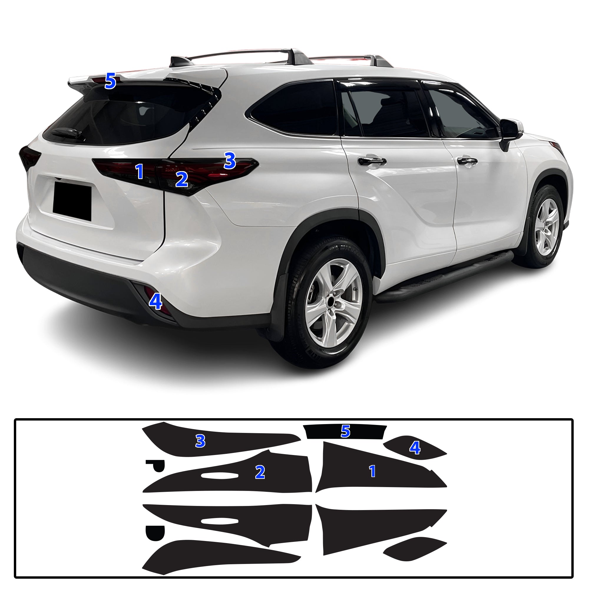 Full Headlight Taillight Precut Smoked PPF Tint Kit Film Overlay Fits Toyota Highlander 2020-2025