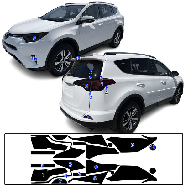 Full Headlight Taillight Precut Smoked PPF Tint Kit Film Overlay Fits Toyota Rav4 2016-2018