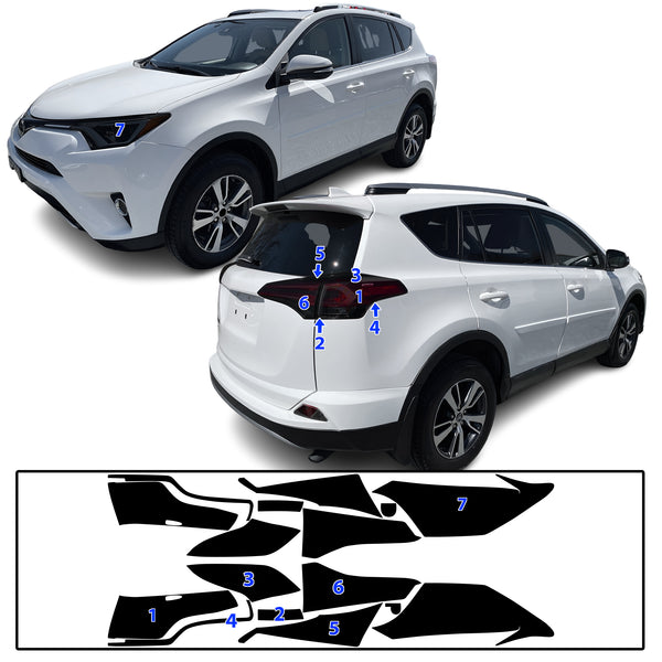 Full Headlight Taillight Precut Smoked PPF Tint Kit Film Overlay Fits Toyota Rav4 2016-2018