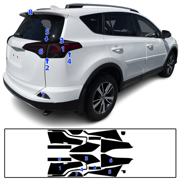 Full Headlight Taillight Precut Smoked PPF Tint Kit Film Overlay Fits Toyota Rav4 2016-2018