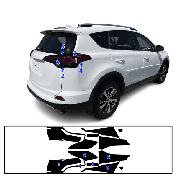Full Headlight Taillight Precut Smoked PPF Tint Kit Film Overlay Fits Toyota Rav4 2016-2018