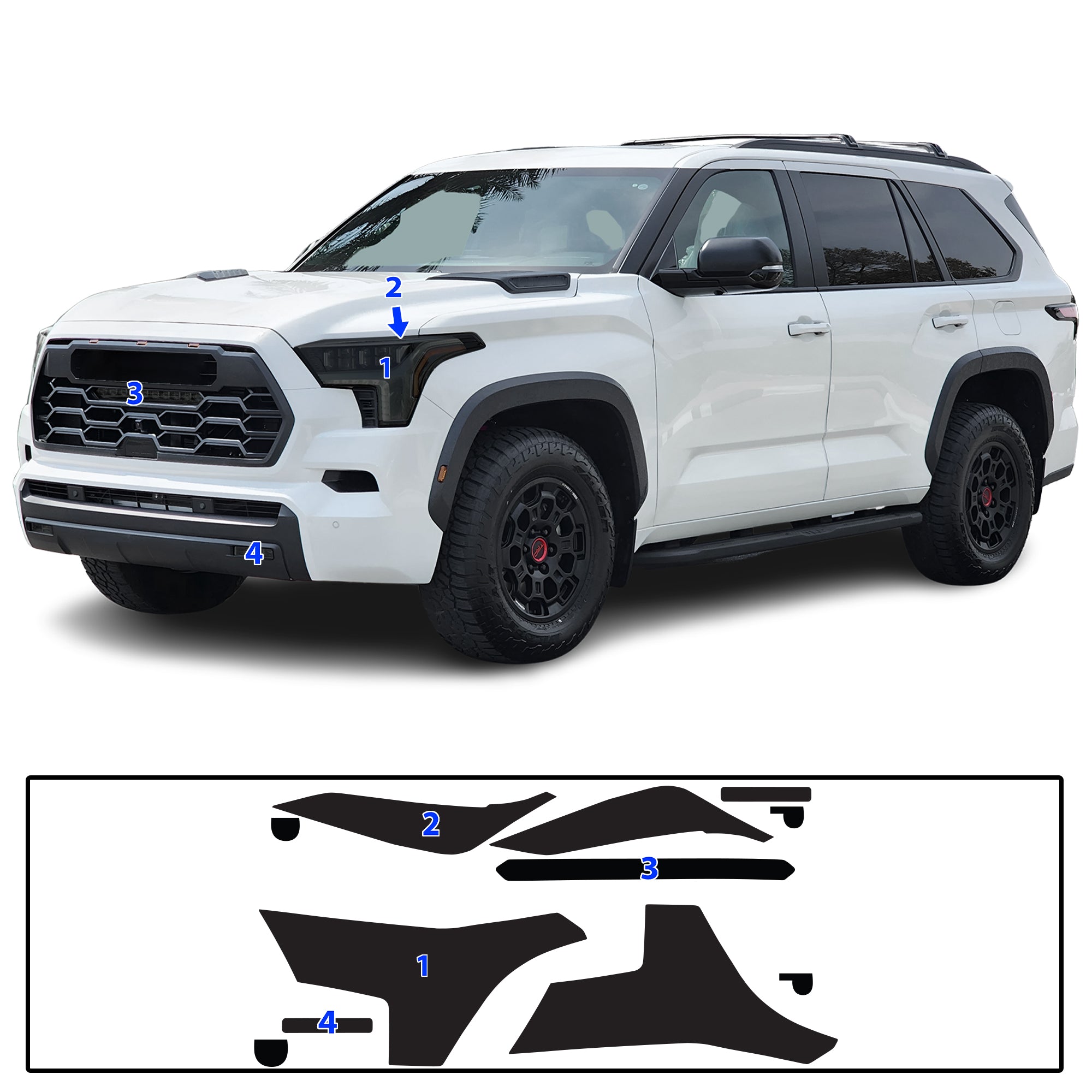 Toyota Sequoia 2023–2026 Dark Smoke Headlight & Taillight Tint Kit – Precut Vinyl Lens Overlays
