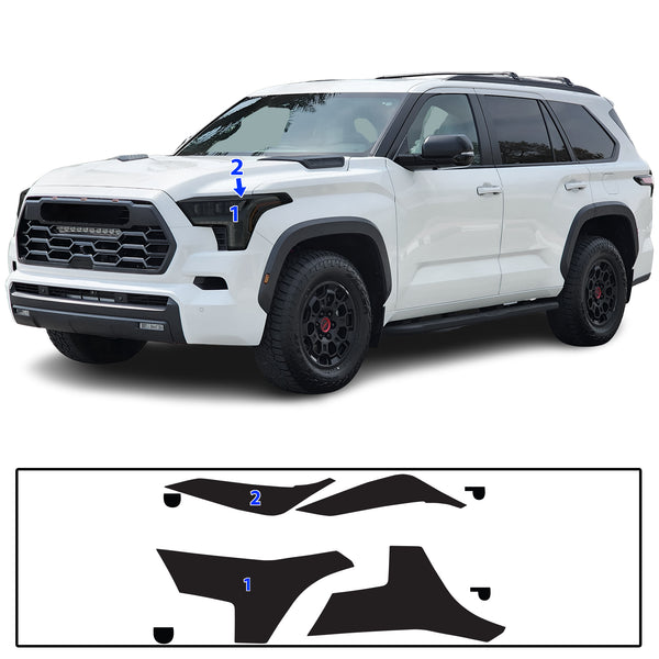 Full Headlight Taillight Precut Smoked PPF Tint Kit Film Overlay Fits Toyota Sequoia 2023-2025