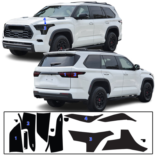 Full Headlight Taillight Precut Smoked PPF Tint Kit Film Overlay Fits Toyota Sequoia 2023-2025