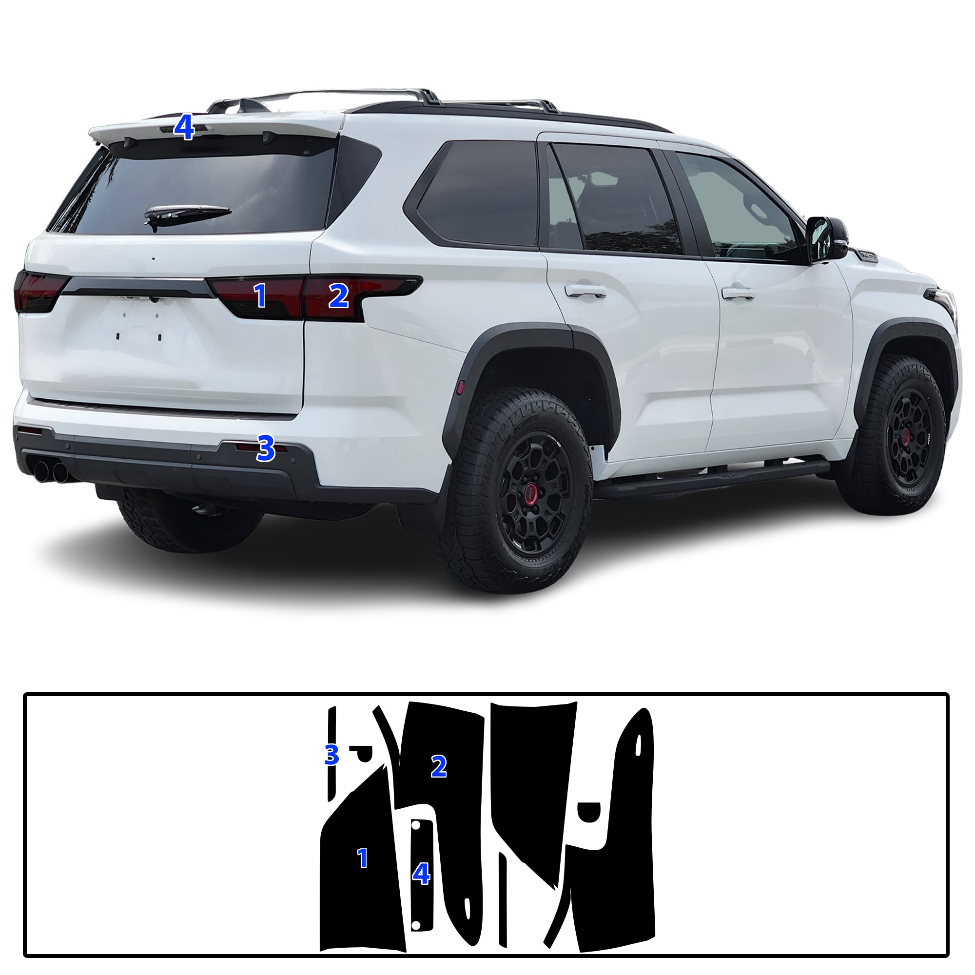 Toyota Sequoia 2023–2026 Dark Smoke Headlight & Taillight Tint Kit – Precut Vinyl Lens Overlays