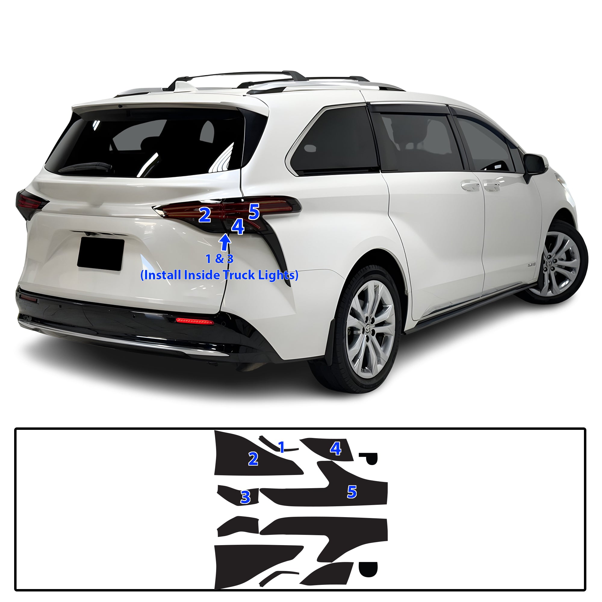Toyota Sienna 2021–2026 Dark Smoke Headlight & Taillight Tint Kit – Precut Vinyl Lens Overlays