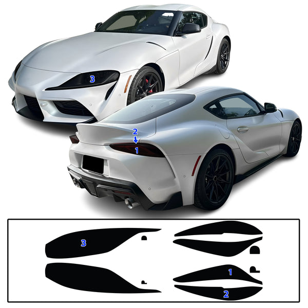 Full Headlight Taillight Precut Smoked PPF Tint Kit Film Overlay Fits Toyota Supra 2020-2025