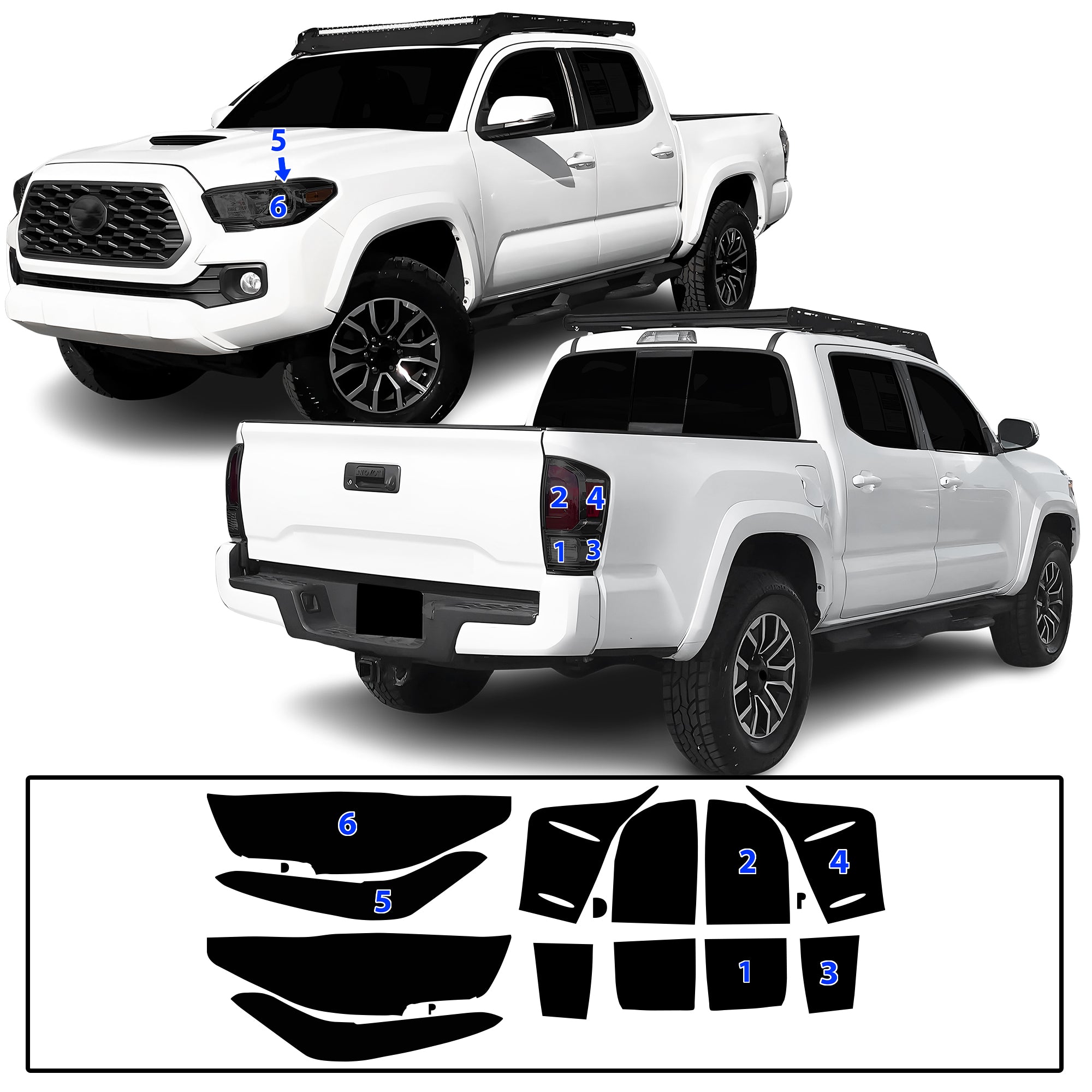 Toyota Tacoma 2016–2023 Smoke Headlight & Taillight Tint Kit – Precut Vinyl Lens Overlays
