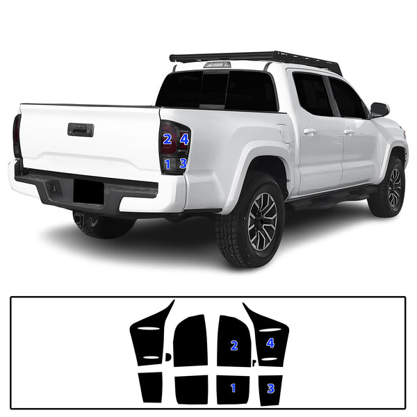 Full Tint Kit Precut Smoked Vinyl Tint Kit Film Overlay Cover Fits Toyota Tacoma 2016-2023