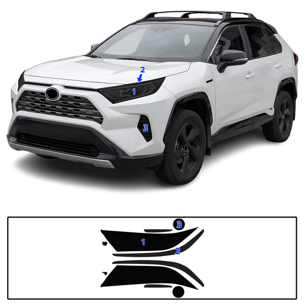 Tinted Taillight Third Brake Reflector Headlight Reverse Light Overlay Tint Film Fits Toyota Rav4 2019-2025