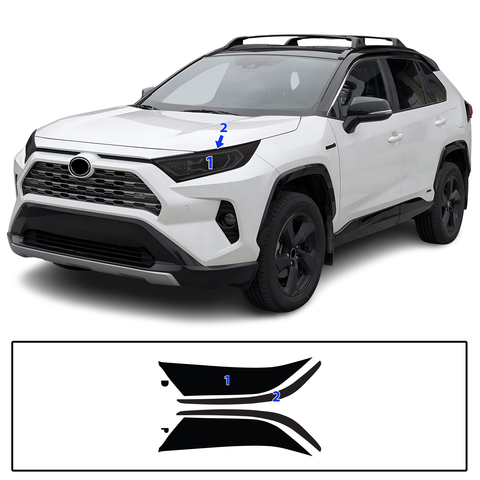 Toyota Rav4 2019–2025 Dark Smoke Headlight & Taillight Tint Kit – Precut Vinyl Lens Overlays