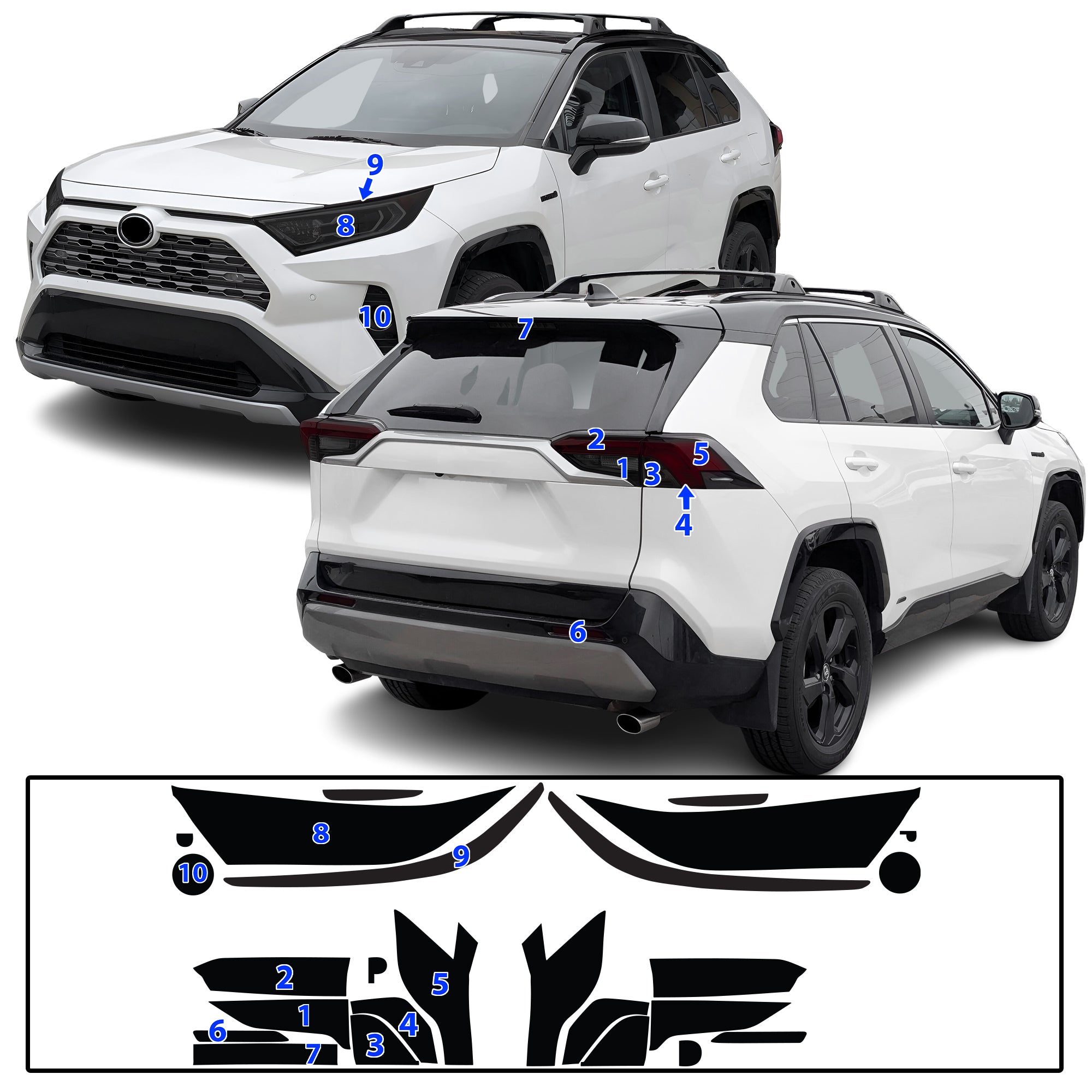 Tinted Taillight Third Brake Reflector Headlight Reverse Light Overlay Tint Film Fits Toyota Rav4 2019-2025