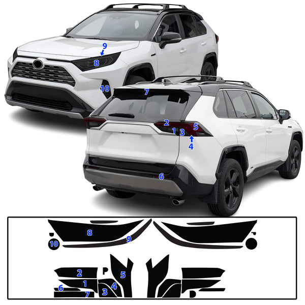 Tinted Taillight Third Brake Reflector Headlight Reverse Light Overlay Tint Film Fits Toyota Rav4 2019-2025