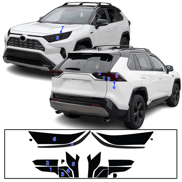 Tinted Taillight Third Brake Reflector Headlight Reverse Light Overlay Tint Film Fits Toyota Rav4 2019-2025