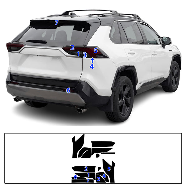 Tinted Taillight Third Brake Reflector Headlight Reverse Light Overlay Tint Film Fits Toyota Rav4 2019-2025