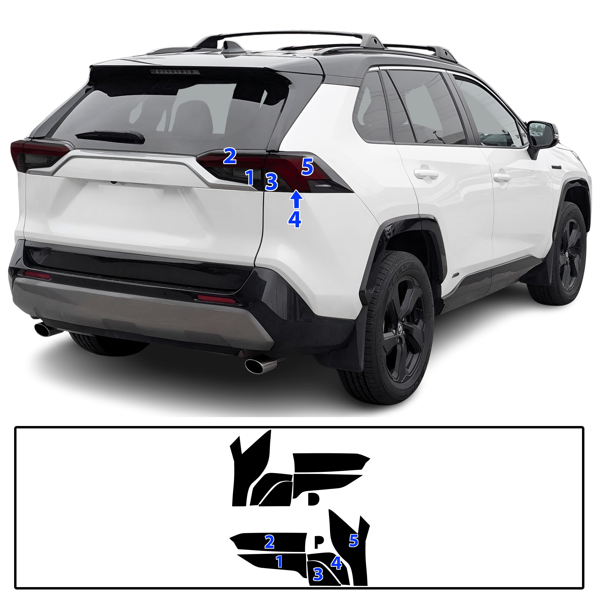 Toyota Rav4 2019–2025 Dark Smoke Headlight & Taillight Tint Kit – Precut Vinyl Lens Overlays