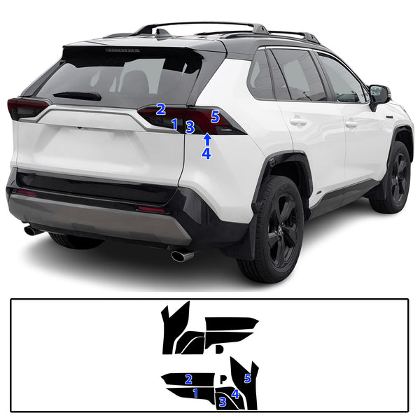 Tinted Taillight Third Brake Reflector Headlight Reverse Light Overlay Tint Film Fits Toyota Rav4 2019-2025