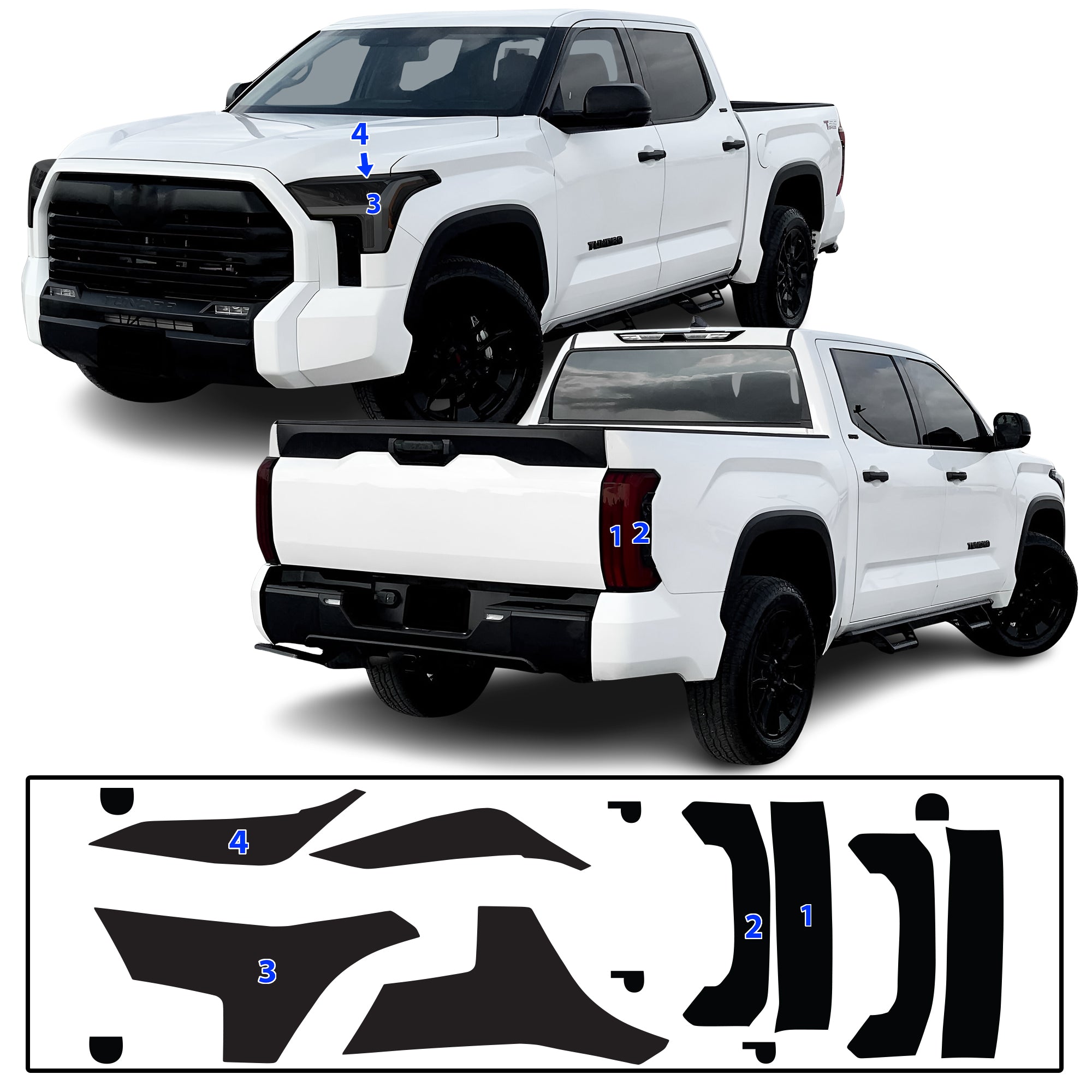 Full Headlight Taillight Precut Smoked PPF Tint Kit Film Overlay Fits Toyota Tundra 2022-2025
