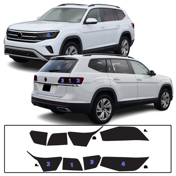 Full Headlight Taillight Precut Smoked PPF Tint Kit Film Overlay Film Fits Volkswagen Atlas 2021-2023