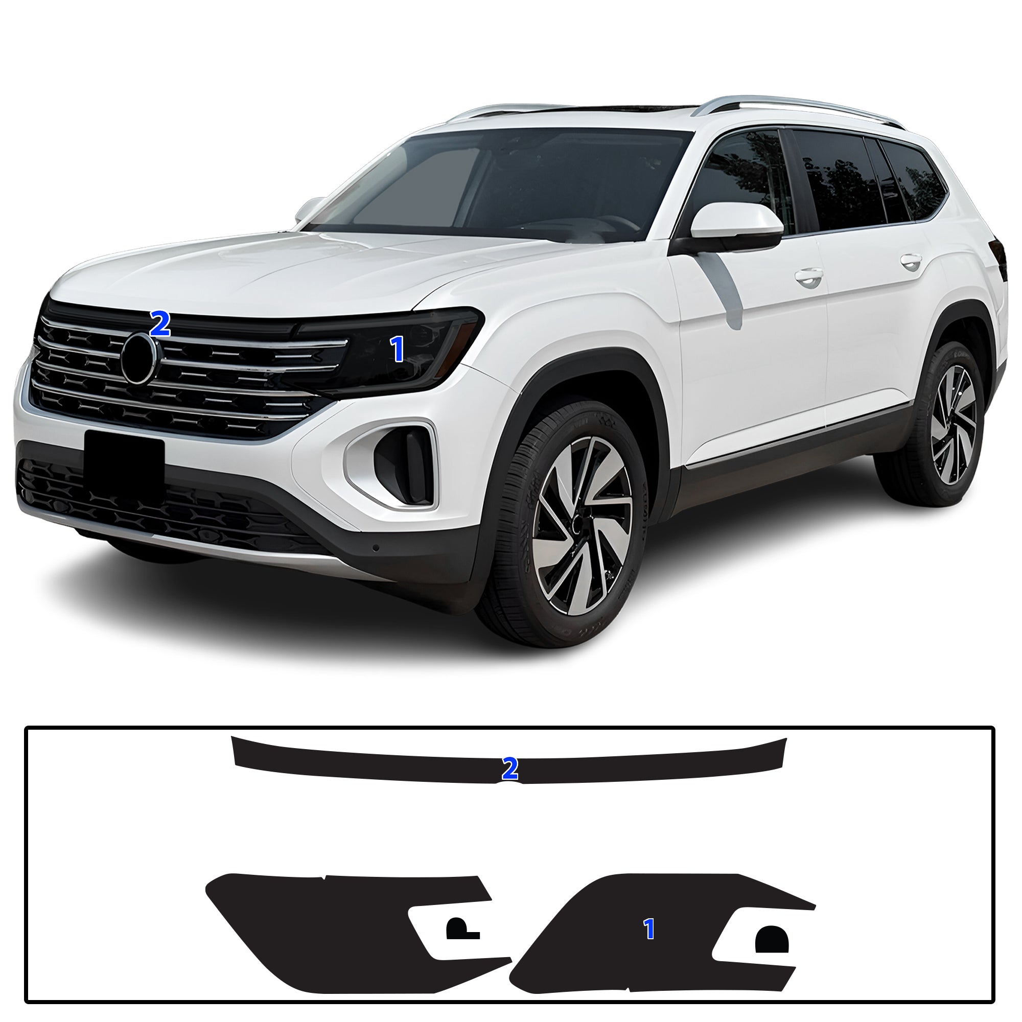 Volkswagen Atlas 2024–2026 Dark Smoke Headlight & Taillight Tint Kit – Precut Vinyl Lens Overlays