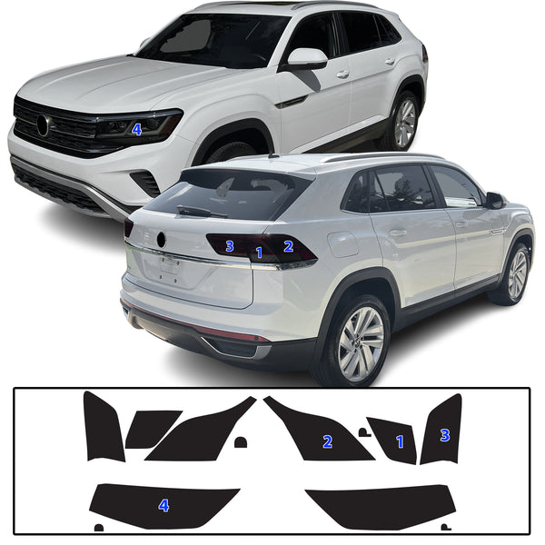 Full Headlight Taillight Precut Smoked PPF Tint Kit Overlay Film Fits Volkswagen Atlas Cross Sport 2020-2023