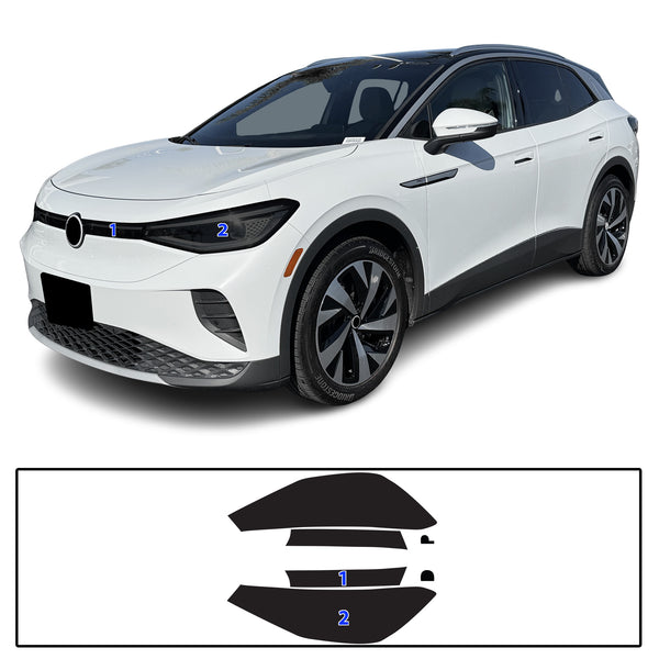 Full Headlight Taillight Precut Smoked PPF Tint Kit Film Overlay Fits Volkswagen ID.4 2021-2025