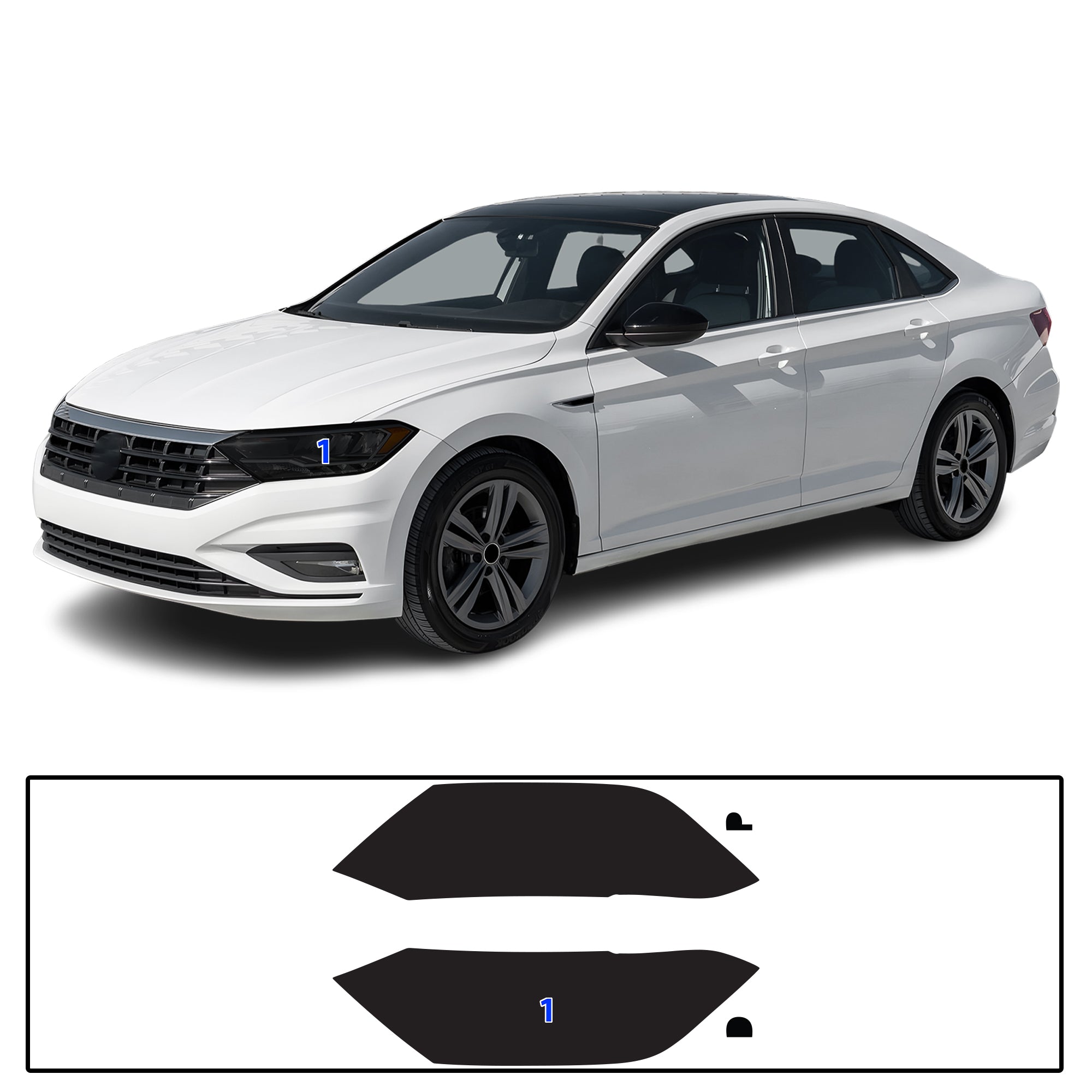 Volkswagen Jetta 2019–2024 Dark Smoke Headlight & Taillight Tint Kit – Precut Vinyl Lens Overlays