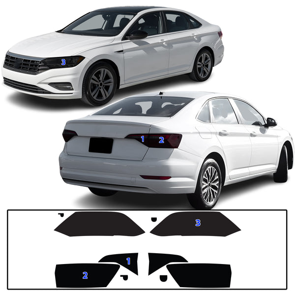 Full Headlight Taillight Precut Smoked PPF Tint Kit Film Overlay Fits Volkswagen Jetta 2019-2024