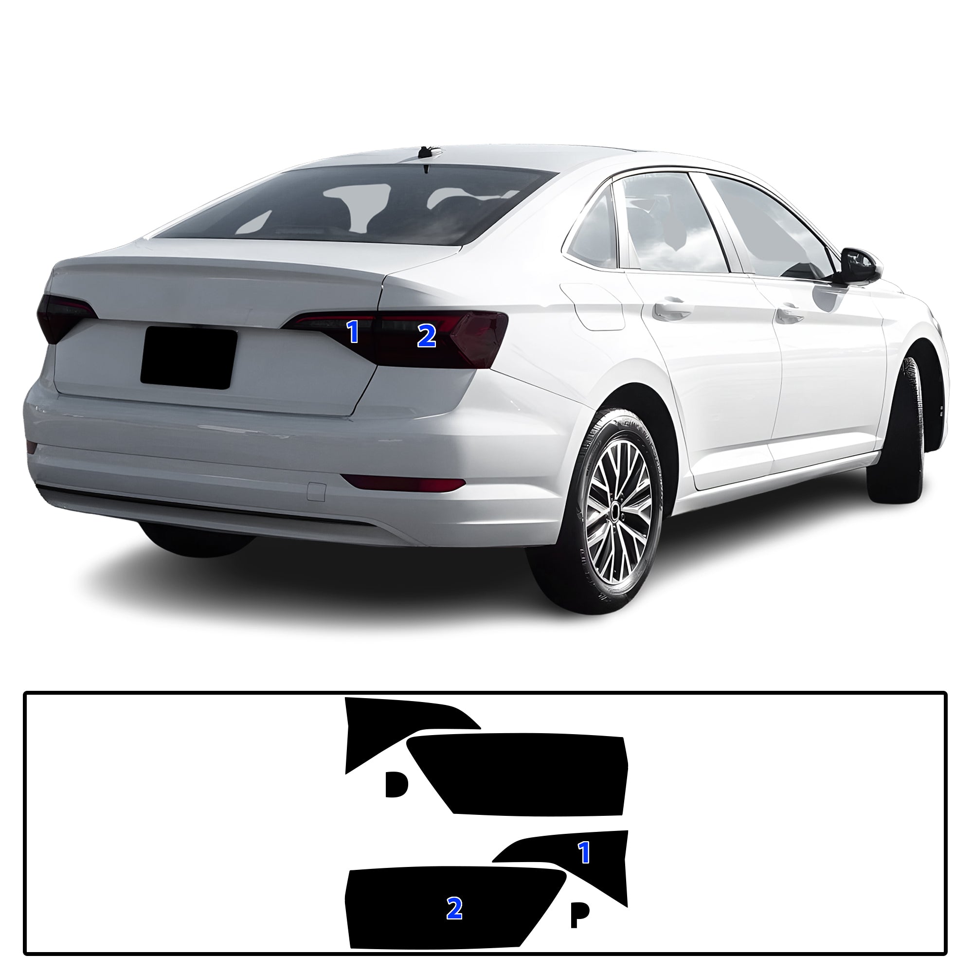 Volkswagen Jetta 2019–2024 Dark Smoke Headlight & Taillight Tint Kit – Precut Vinyl Lens Overlays