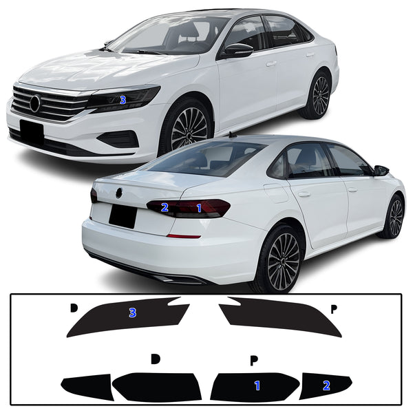 Full Headlight Taillight Precut Smoked PPF Tint Kit Film Overlay Fits Volkswagen Passat 2020-2022