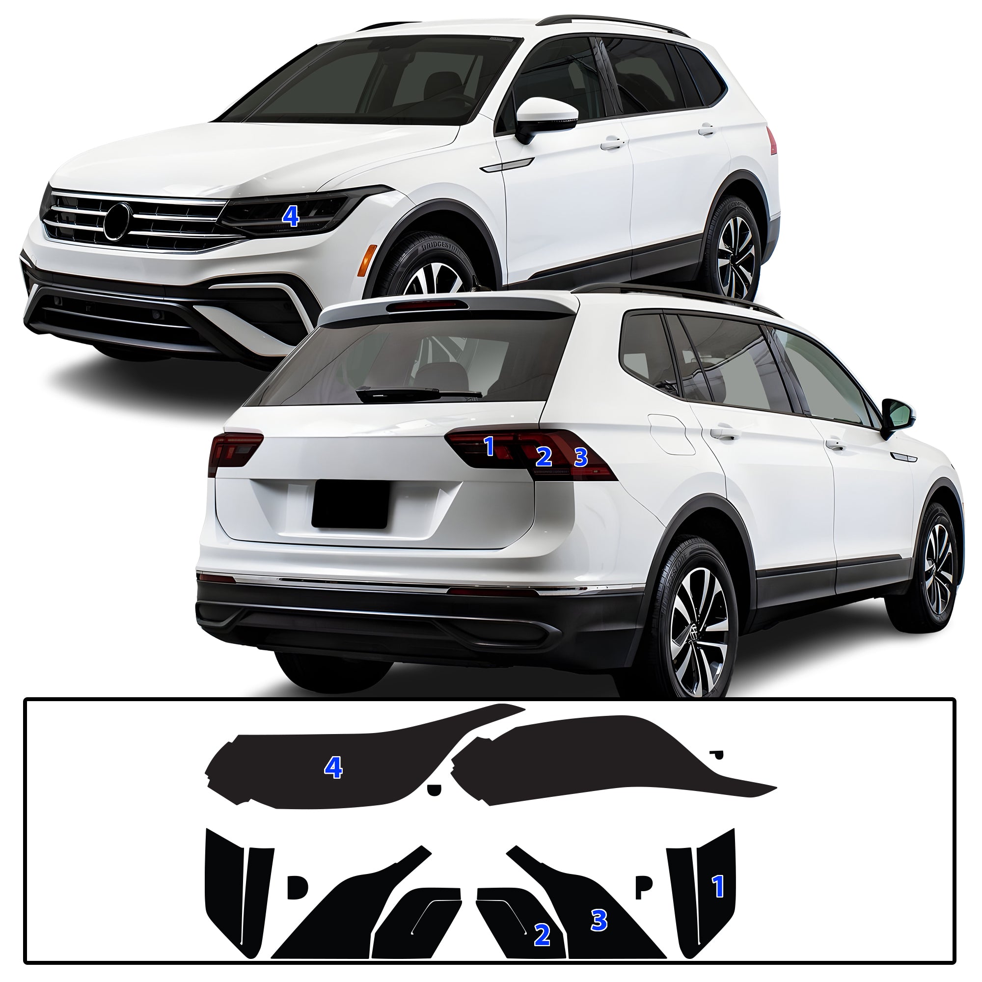 Volkswagen Tiguan 2022–2024 Dark Smoke Headlight & Taillight Tint Kit – Precut Vinyl Lens Overlays