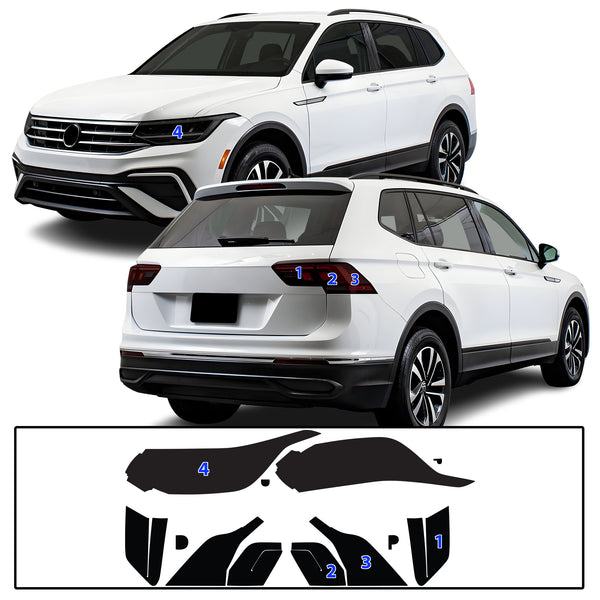 Full Headlight Taillight Precut Smoked PPF Tint Kit Film Overlay Fits Volkswagen Tiguan 2018-2024