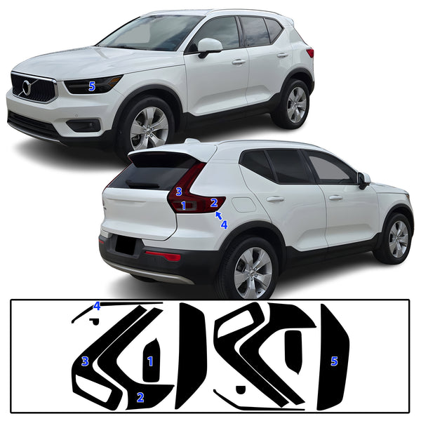 Full Headlight Taillight Precut Smoked PPF Tint Kit Film Overlay Fits Volvo XC40 2019-2022