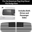 American Flag Side Window Vinyl Decal Stickers Fits Dodge Ram 2019 - 2025 - Bogar Tech Designs