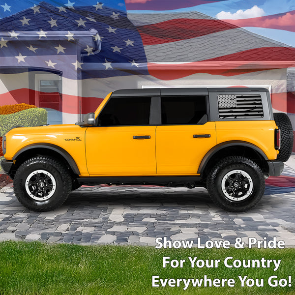 American Flag Window Vinyl Decal Stickers Fits Ford Bronco 4 Door 2021 - 2025Blue Red Pink Green Line - Bogar Tech Designs