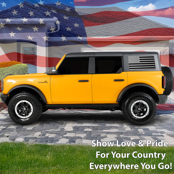 American Flag Window Vinyl Decal Stickers Fits Ford Bronco 4 Door 2021 - 2025Blue Red Pink Green Line - Bogar Tech Designs