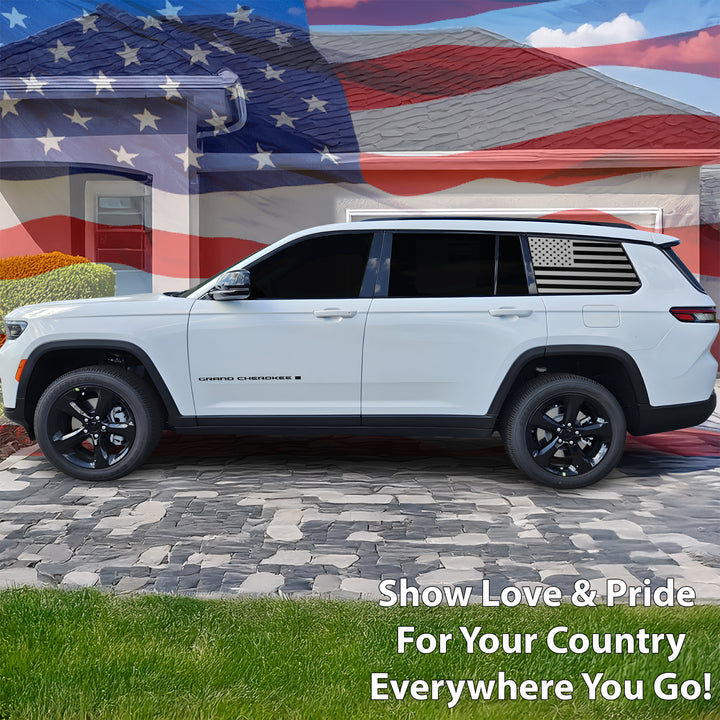 American Flag Window Vinyl Decal Stickers Fits Jeep Grand Cherokee L 2021 - 2025Blue Pink Red Green Line - Bogar Tech Designs