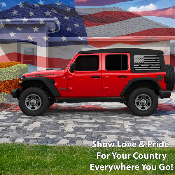 American Flag Window Vinyl Decal Stickers Fits 4 Door Jeep Wrangler JLU 2018 - 2025 - Bogar Tech Designs