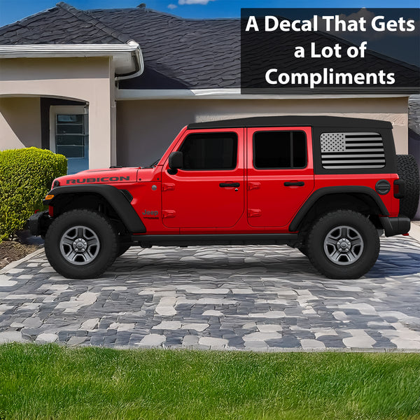 American Flag Window Vinyl Decal Stickers Fits 4 Door Jeep Wrangler JLU 2018 - 2025 - Bogar Tech Designs