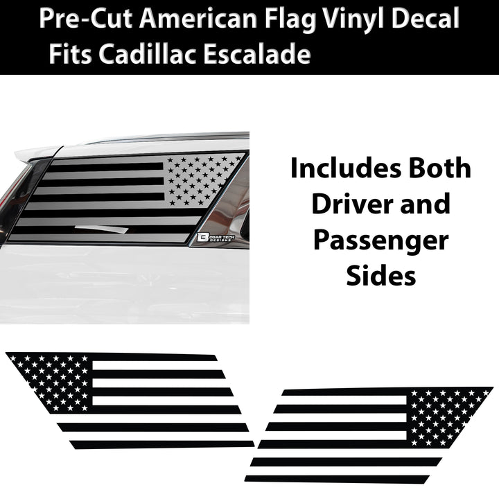 Quarter Window American Flag Vinyl Decal Stickers Fits Cadillac Escalade 2021 - 2025 - Bogar Tech Designs