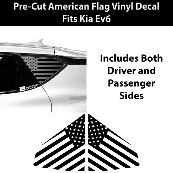 Quarter Window American Flag Vinyl Decal Stickers Fits Kia EV6 2022 - 2025 - Bogar Tech Designs