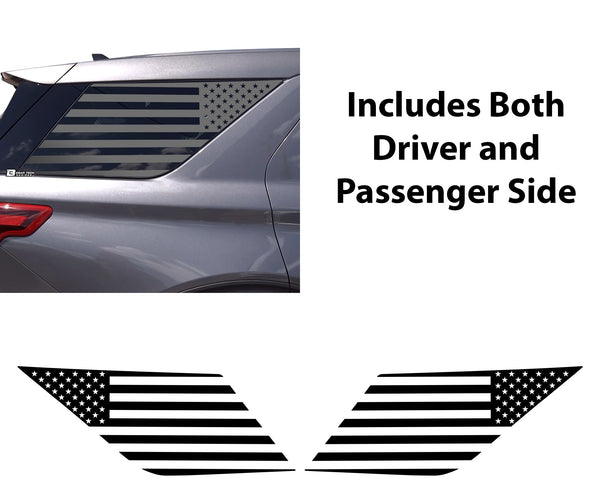 Precut American Flag Rear Side Quarter Window Decal Stickers Fits Ford Explorer 2020 - 2025 - Bogar Tech Designs