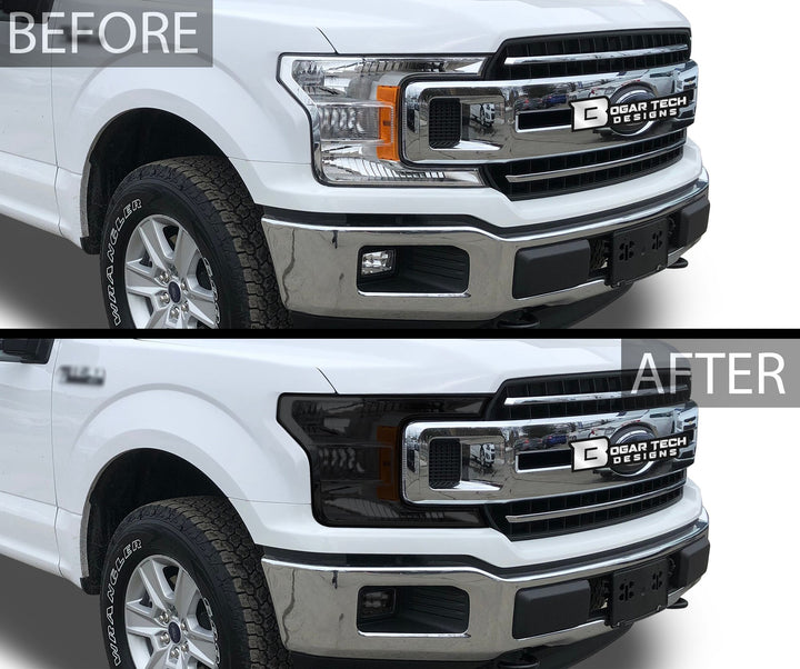 Complete Full Headlight Taillight Precut Film Overlay Tint Kit Fits Ford F150 2018 - 2020 - Bogar Tech Designs
