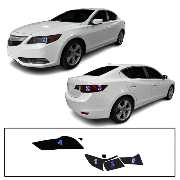 Fits Acura ILX 2013-2015 Full Headlight Taillight Precut Smoked PPF Tint Kit Film Overlay  - Bogar Tech Designs