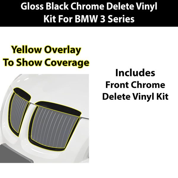 Fits BMW 3 Series 2006-2008 Vinyl Chrome Delete Grille Blackout Decal Stickers Overlay Film - Bogar Tech Designs
