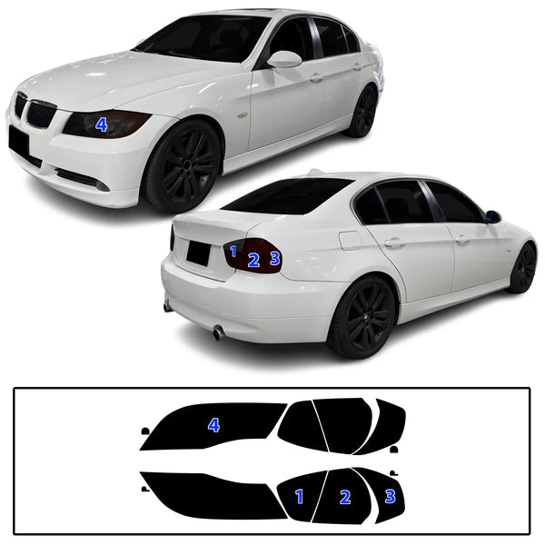 Fits BMW 3 Series 2006-2008 Full Headlight Taillight Precut Smoked PPF Tint Kit Film Overlay  - Bogar Tech Designs